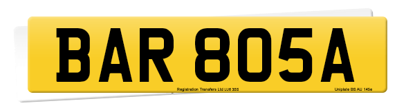 Registration number BAR 805A